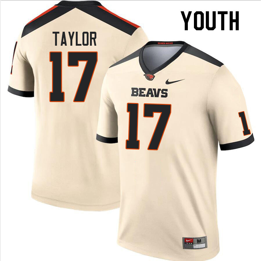Youth #17 Nikko Taylor Oregon State Beavers College Football Jerseys Stitched Sale-Cream